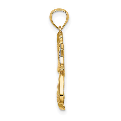 14K Yellow & Rhodium W/Rhodium D/C Angel With A Star
