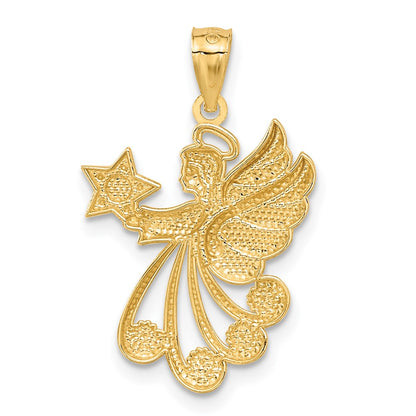 14K Yellow & Rhodium W/Rhodium D/C Angel With A Star