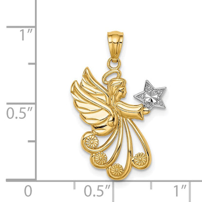 14K Yellow & Rhodium W/Rhodium D/C Angel With A Star