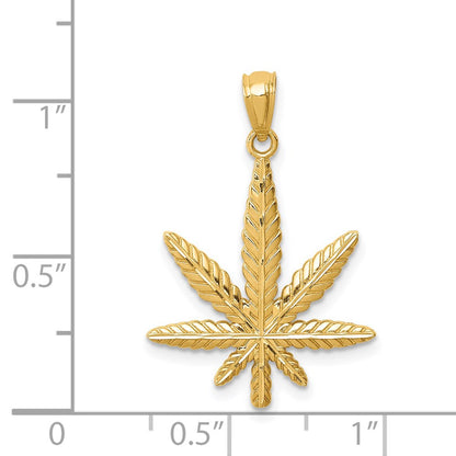 14K Yellow Gold Leaf Pendant