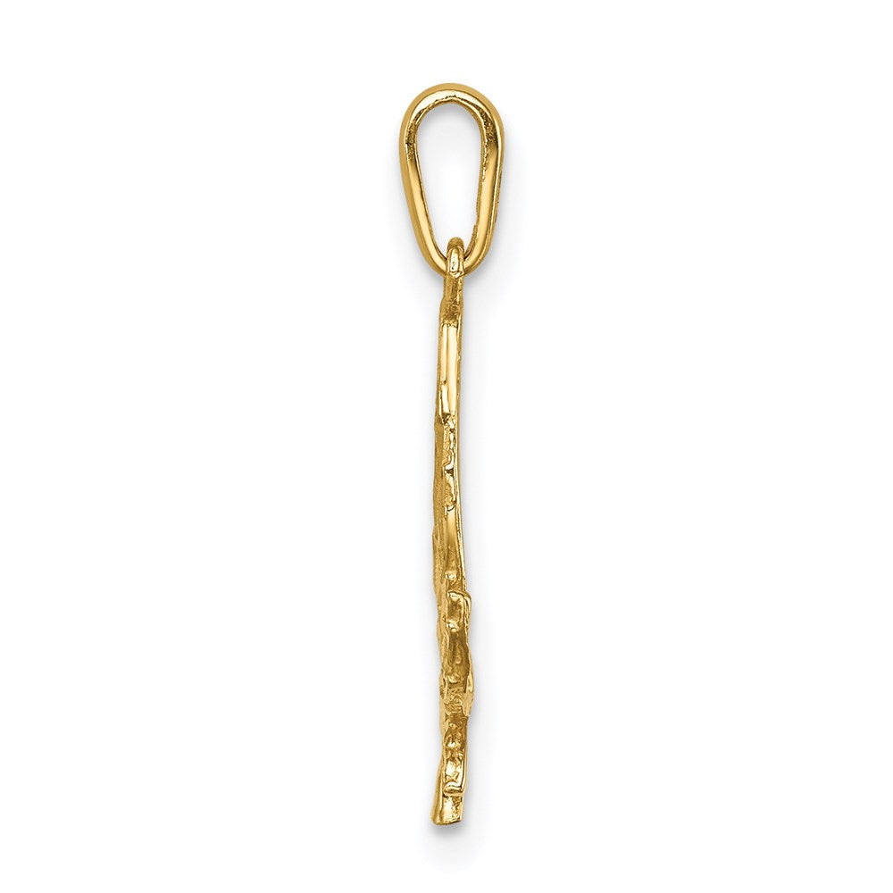 14K Yellow Gold Diamond-Cut Leaf Pendant