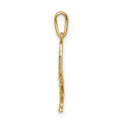 14K Yellow Gold Diamond-Cut Leaf Pendant