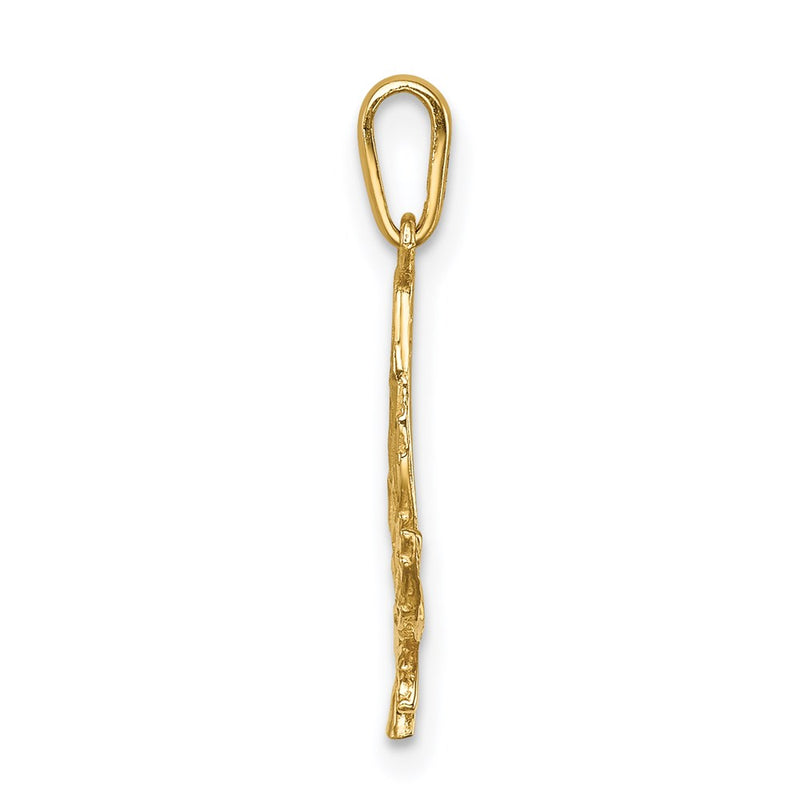 14K Yellow Gold Diamond-Cut Leaf Pendant