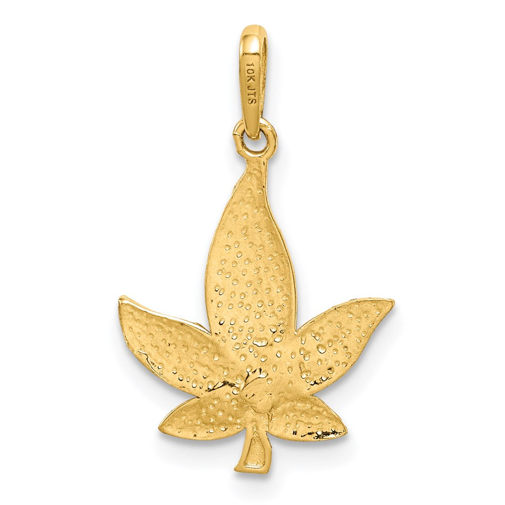 14K Yellow Gold Diamond-Cut Leaf Pendant