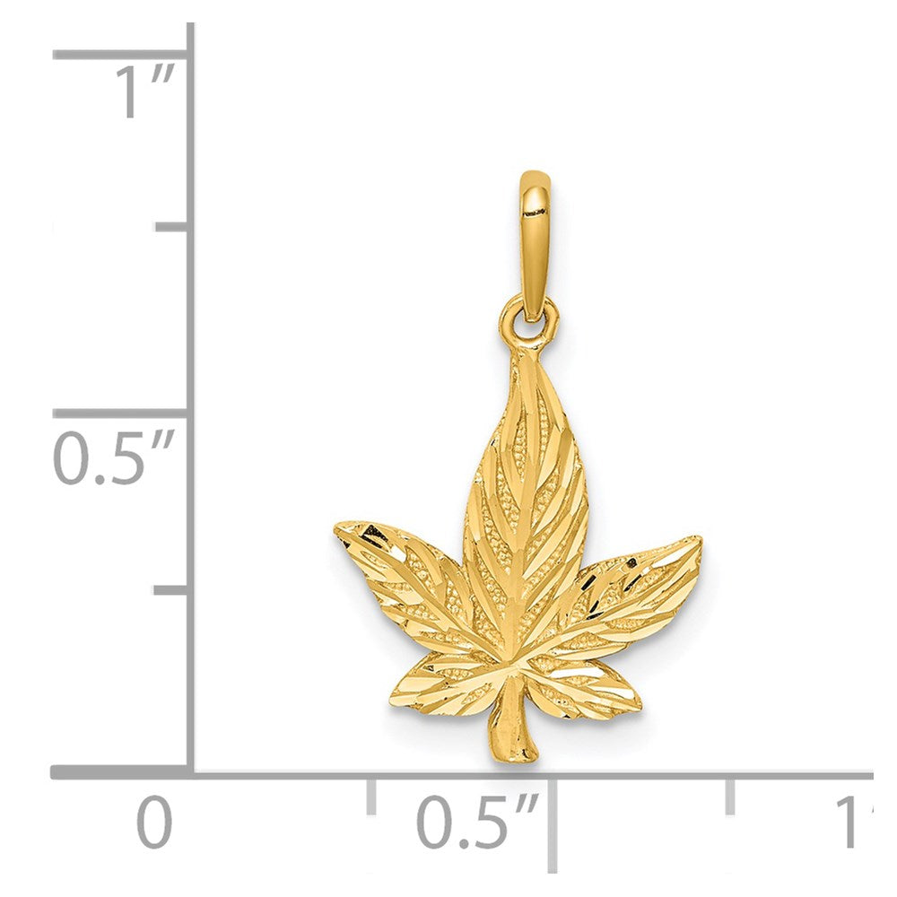 14K Yellow Gold Diamond-Cut Leaf Pendant