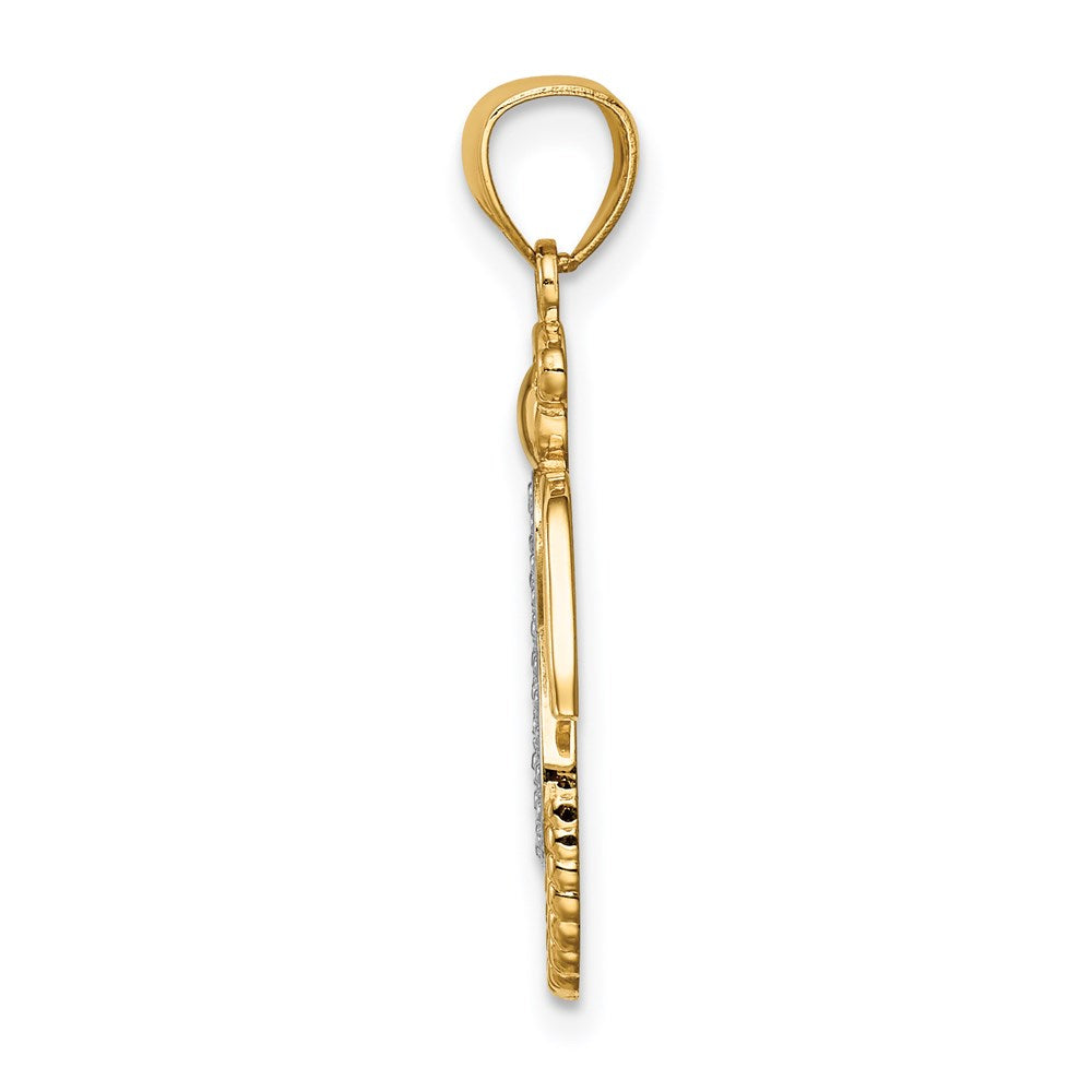14K Yellow & Rhodium W/Rhodium Infinity Angel Pendant