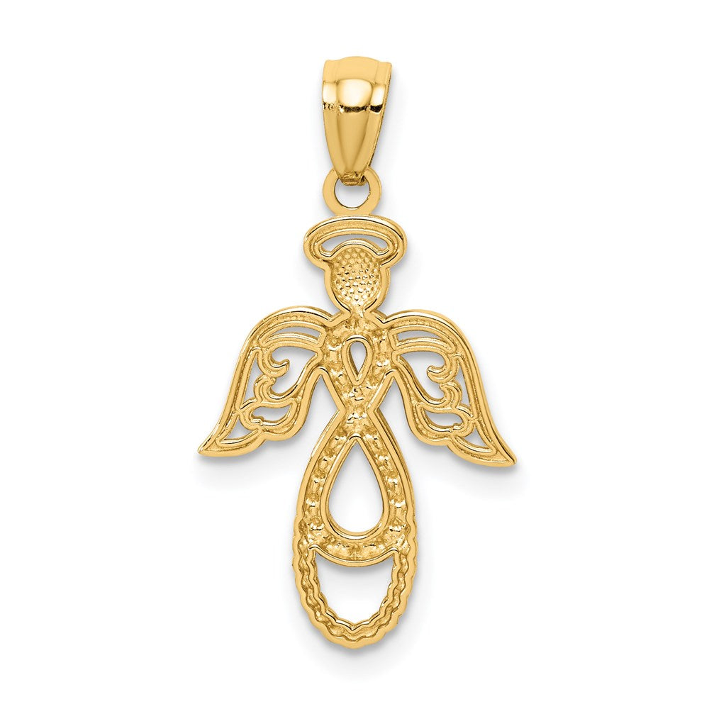 14K Yellow & Rhodium W/Rhodium Infinity Angel Pendant