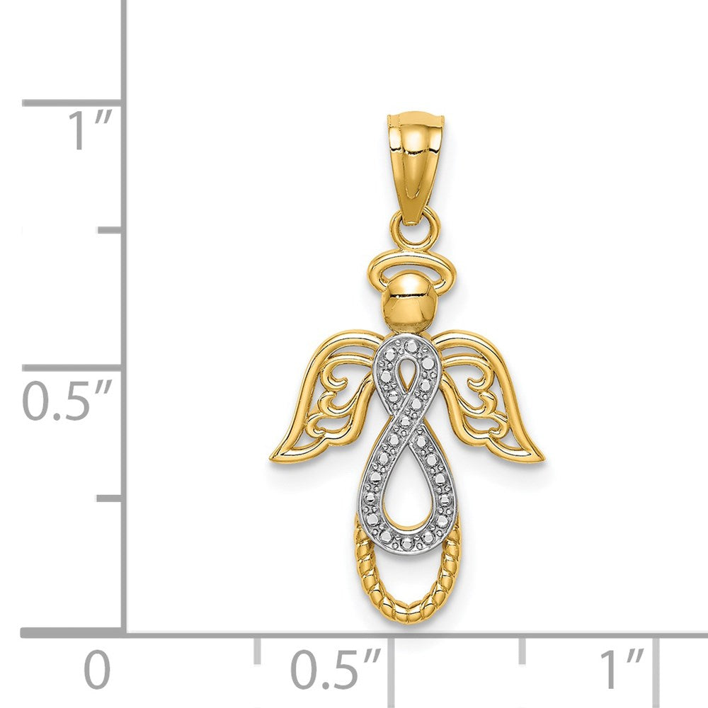 14K Yellow & Rhodium W/Rhodium Infinity Angel Pendant