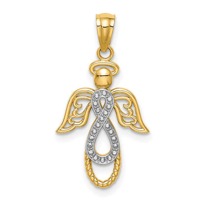 14K Yellow & Rhodium W/Rhodium Infinity Angel Pendant