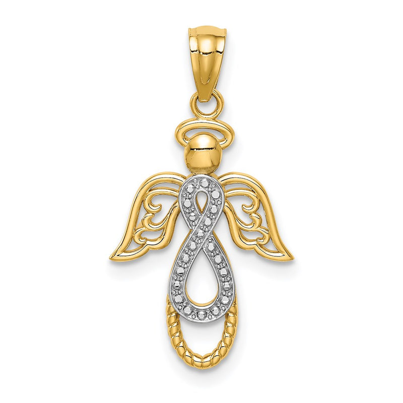 14K Yellow & Rhodium W/Rhodium Infinity Angel Pendant