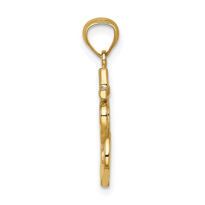 14K Yellow Gold Anchor With Heart Pendant