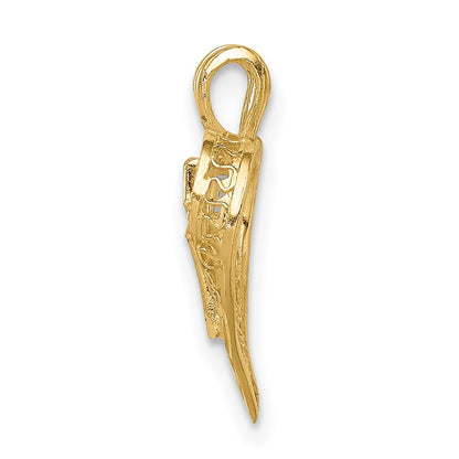 14K Yellow Gold D/C Heart W/Cross Chain Slide