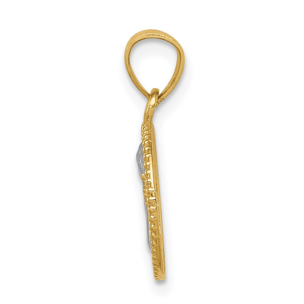 14K Yellow & Rhodium W/Rhodium Angel Pendant