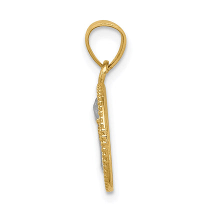 14K Yellow & Rhodium W/Rhodium Angel Pendant