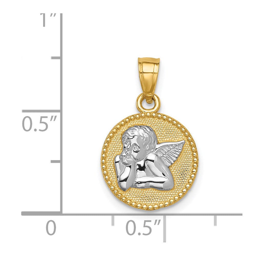 14K Yellow & Rhodium W/Rhodium Angel Pendant