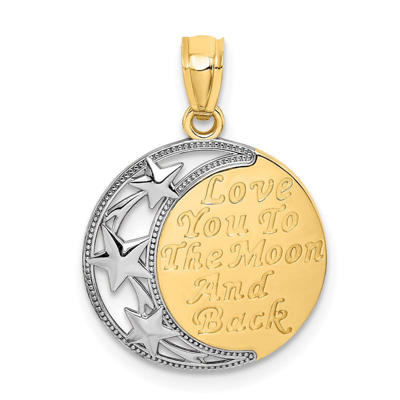 14K Yellow & Rhodium W/ Love You To The Moon And Back Pendant