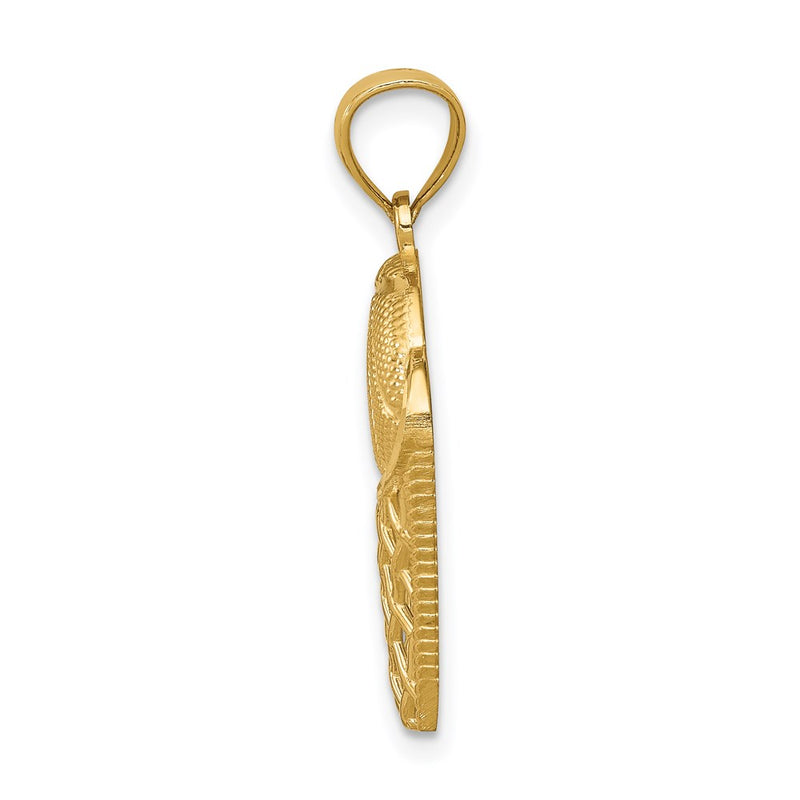 14K Yellow Gold Basketball In Hoop Pendant