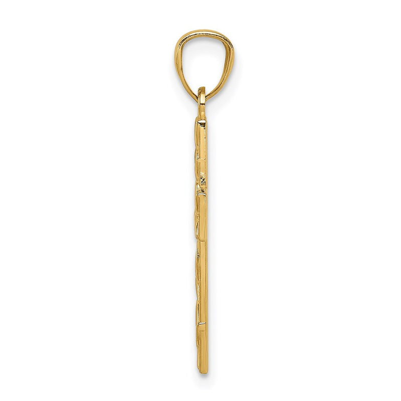 14K Yellow Gold Leaf Cross Pendant