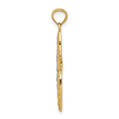 14K Yellow & Rhodium White D/C Passion Cross Pendant