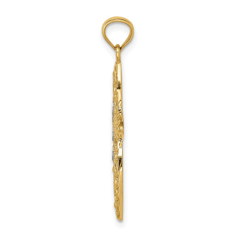 14K Yellow & Rhodium White D/C Passion Cross Pendant