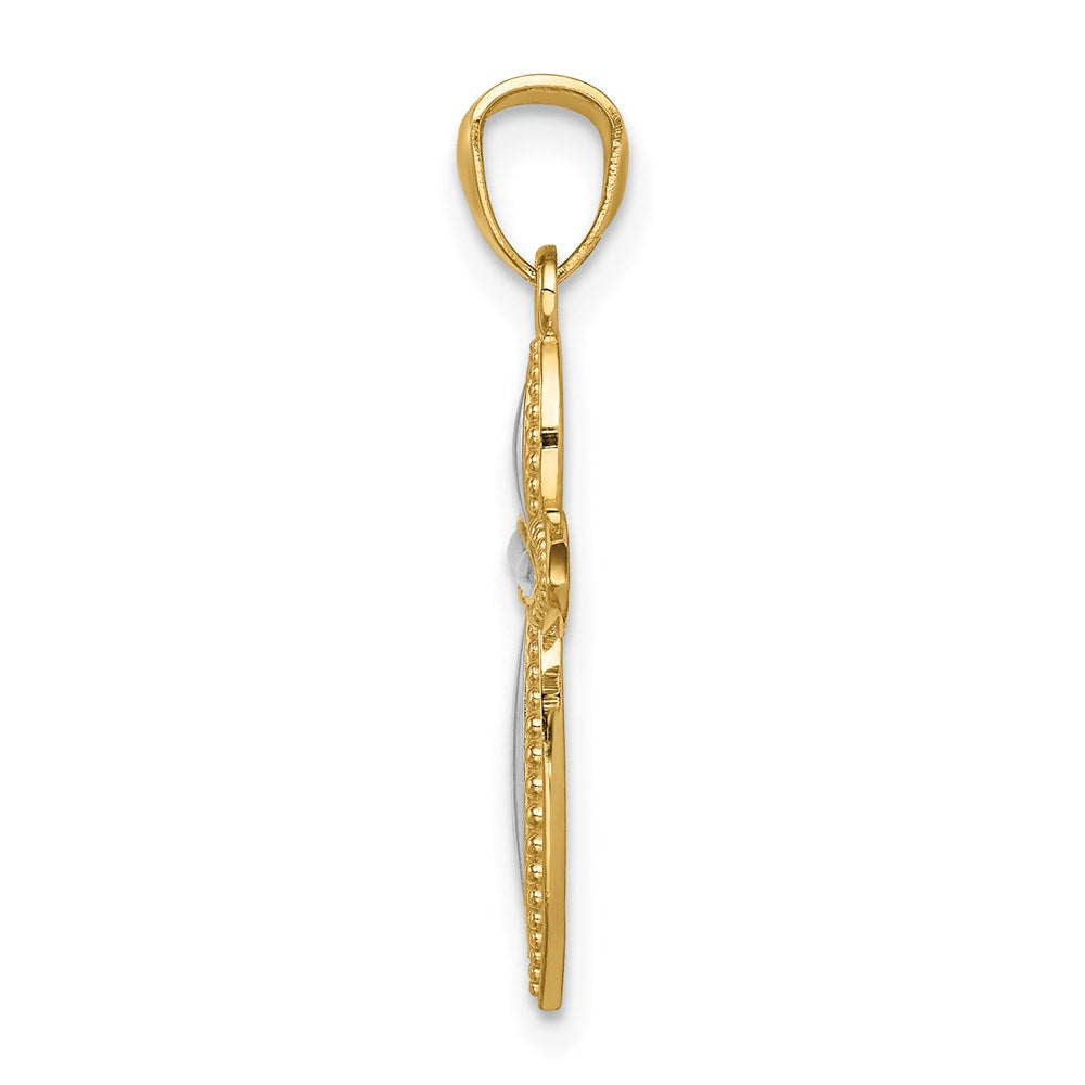 14K Yellow & Rhodium White Passion Cross Pendant