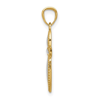14K Yellow & Rhodium White Passion Cross Pendant