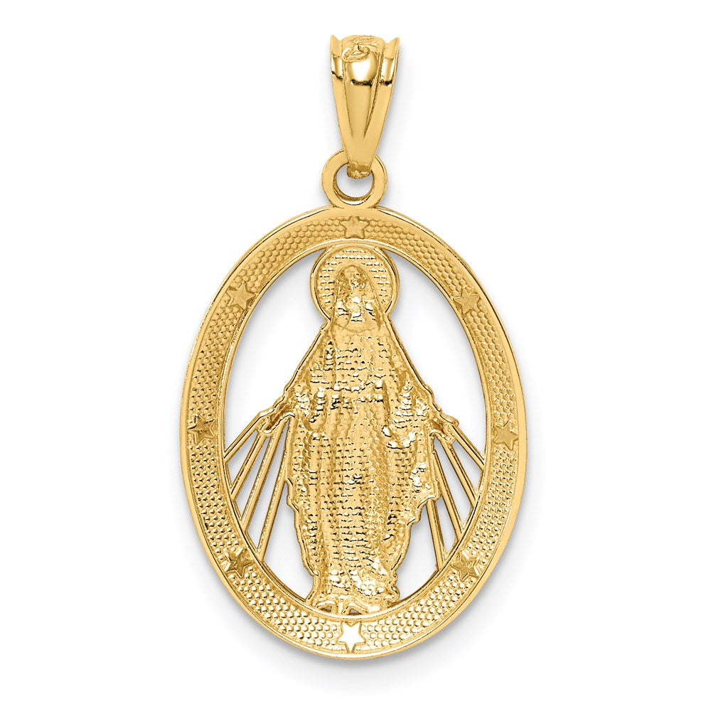 14K Yellow & Rhodium White Polished Miraculous Medal Pendant