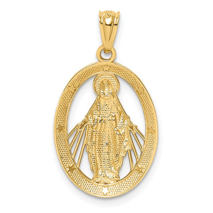 14K Yellow & Rhodium White Polished Miraculous Medal Pendant