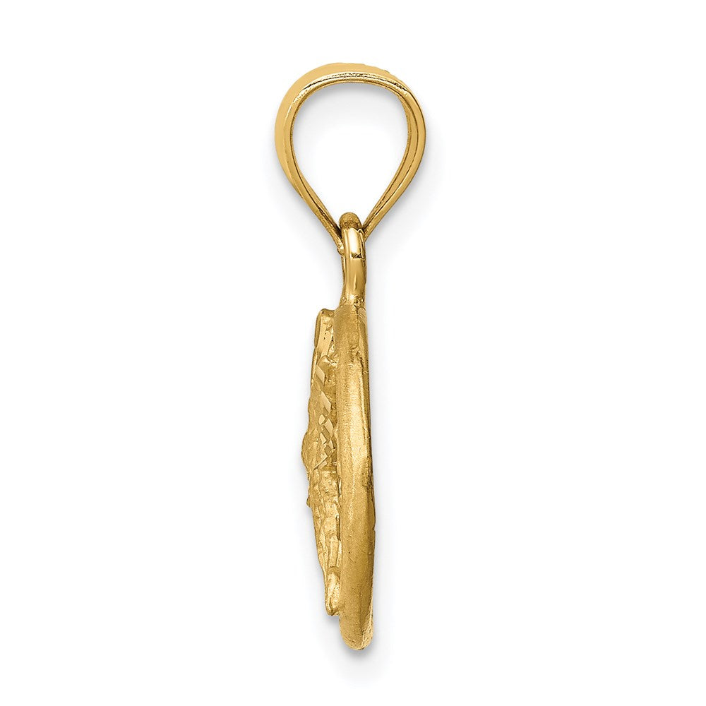 14K Yellow Gold D/C Brushed Hummingbird Pendant