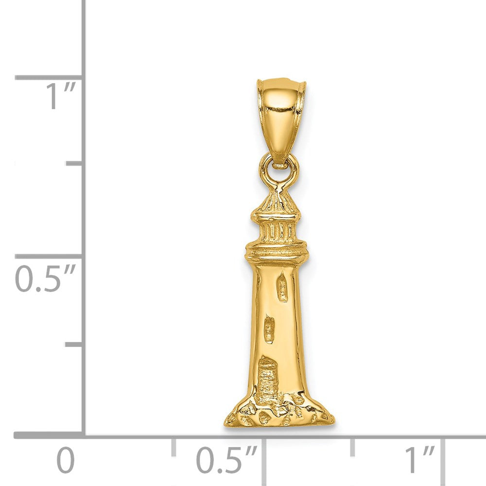 14K Yellow Gold Lighthouse Pendant