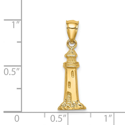 14K Yellow Gold Lighthouse Pendant