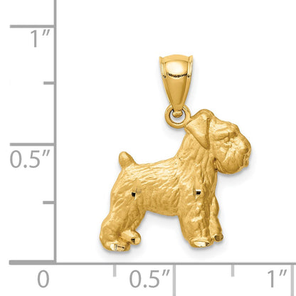 14K Yellow Gold Diamond-Cut Mini Schnauzer Pendant