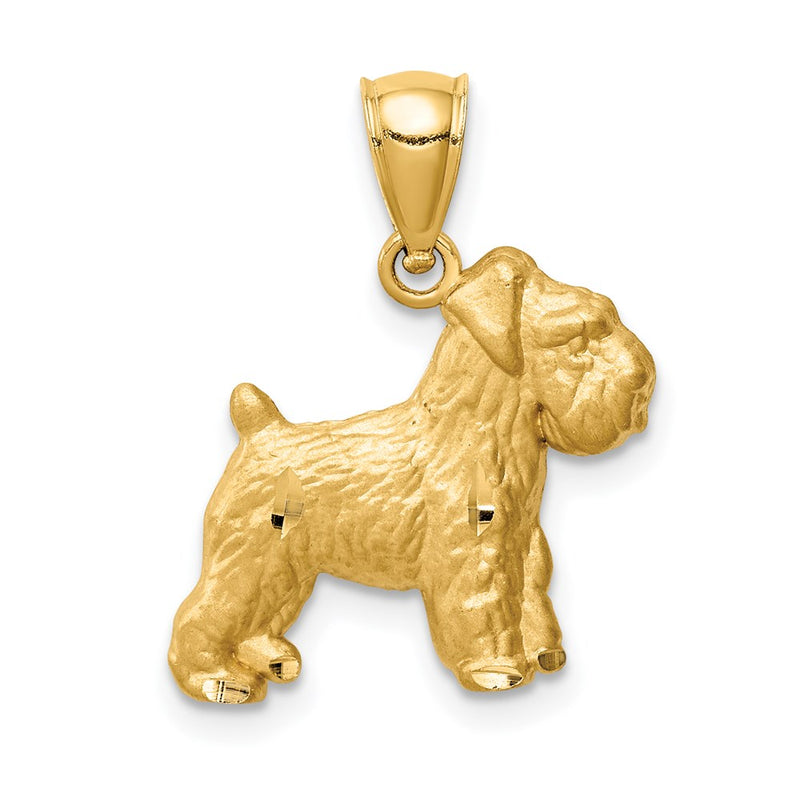 14K Yellow Gold Diamond-Cut Mini Schnauzer Pendant