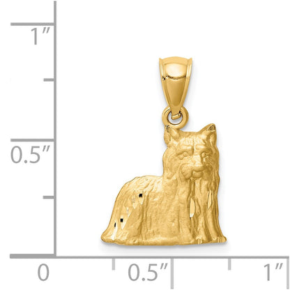 14K Yellow Gold Diamond-Cut Yorkshire Terrier Pendant