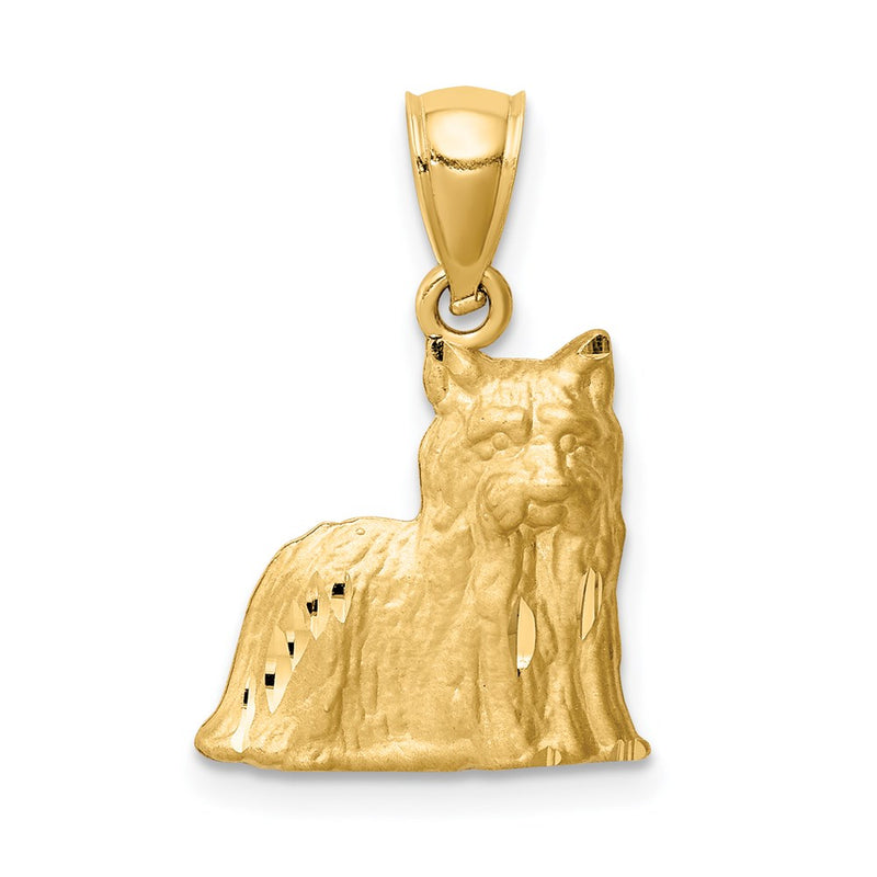 14K Yellow Gold Diamond-Cut Yorkshire Terrier Pendant