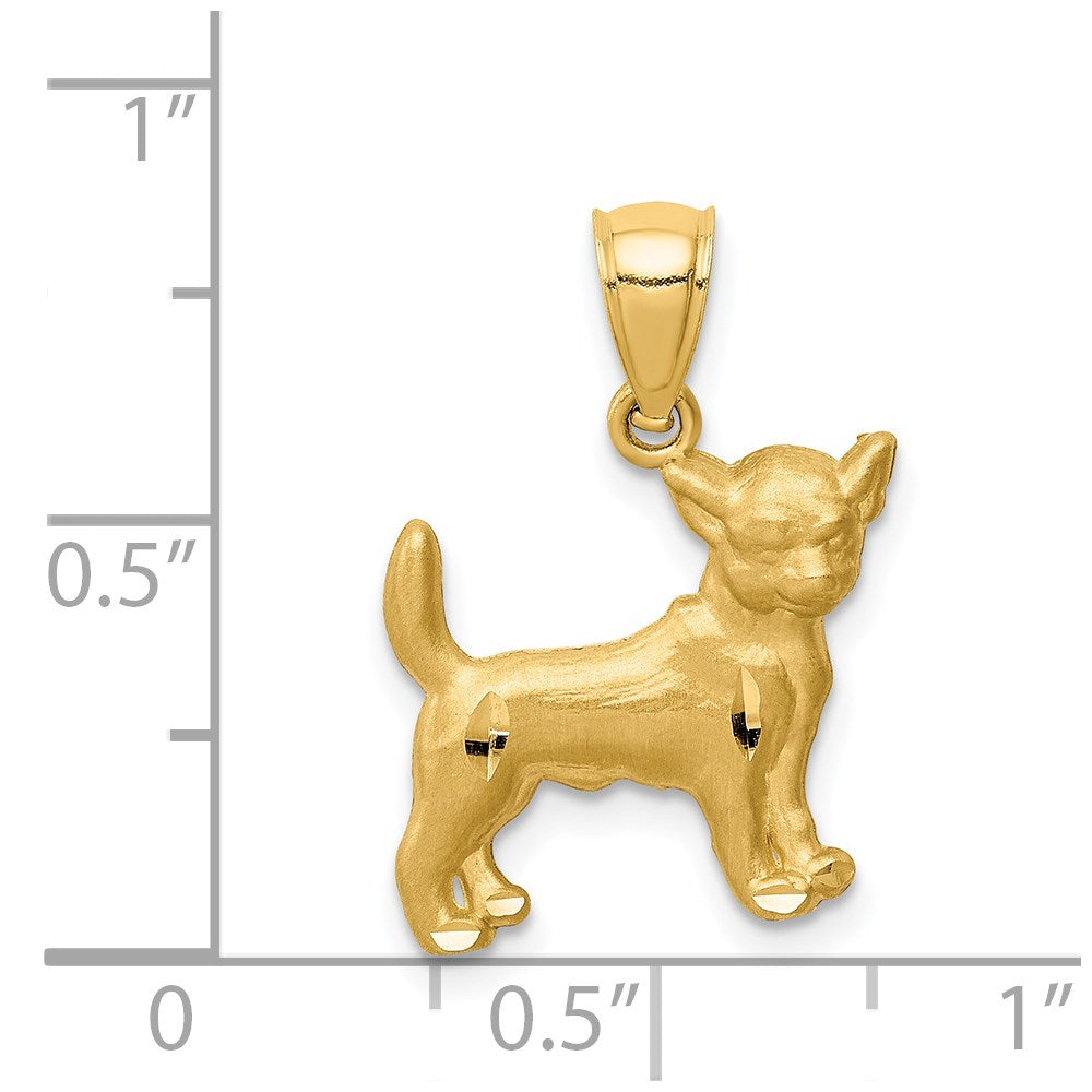 14K Yellow Gold Diamond-Cut Chihuahua Pendant