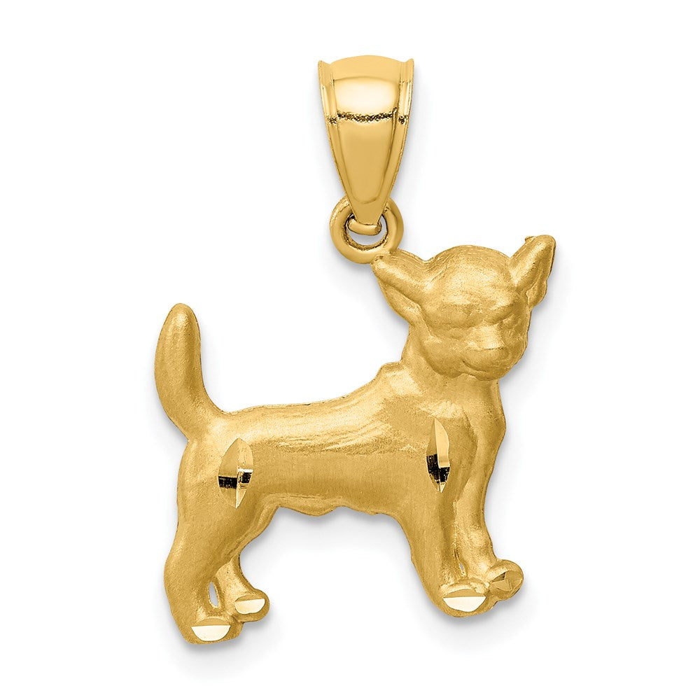 14K Yellow Gold Diamond-Cut Chihuahua Pendant