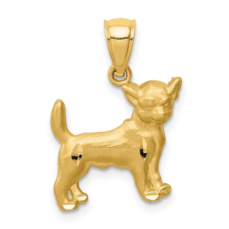 14K Yellow Gold Diamond-Cut Chihuahua Pendant