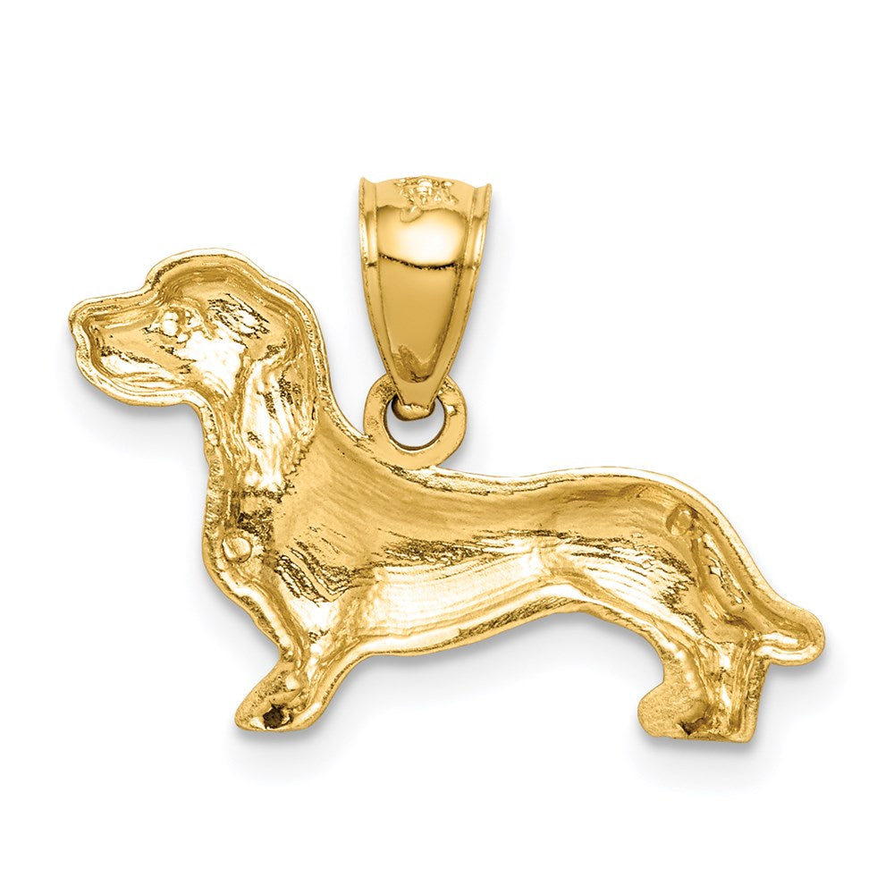 14K Yellow Gold Diamond-Cut Dachshund Pendant