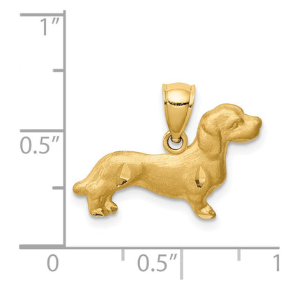 14K Yellow Gold Diamond-Cut Dachshund Pendant