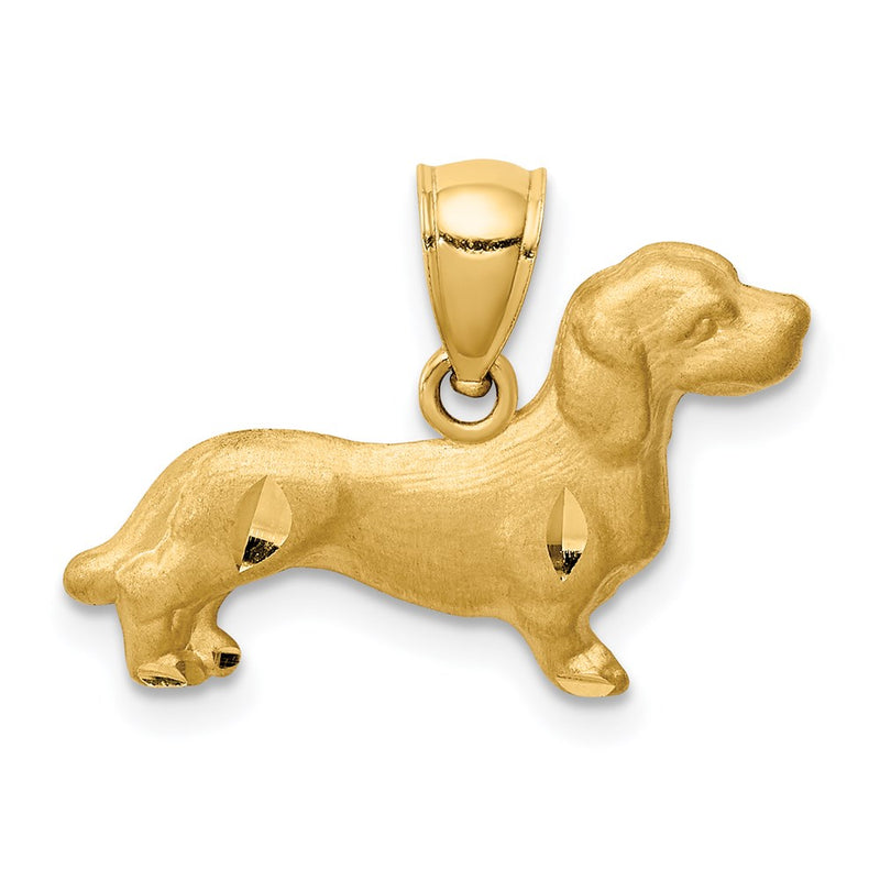 14K Yellow Gold Diamond-Cut Dachshund Pendant