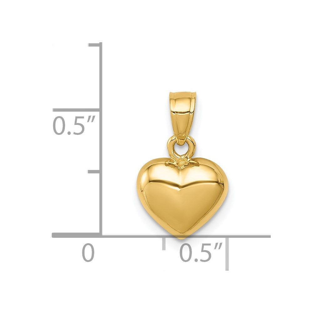 14K Yellow Gold Polished One-Sided Heart Pendant