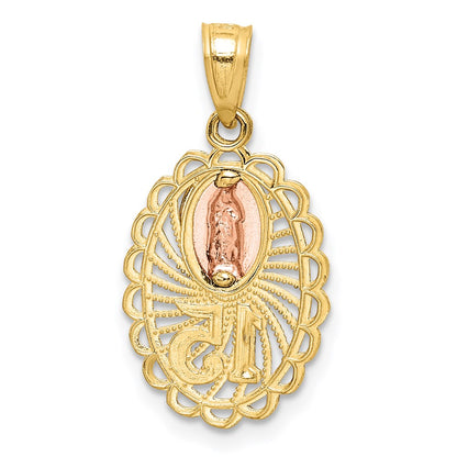 14K Two-Tone W/White Rhodium Lady Of Guadalupe 15 Pendant