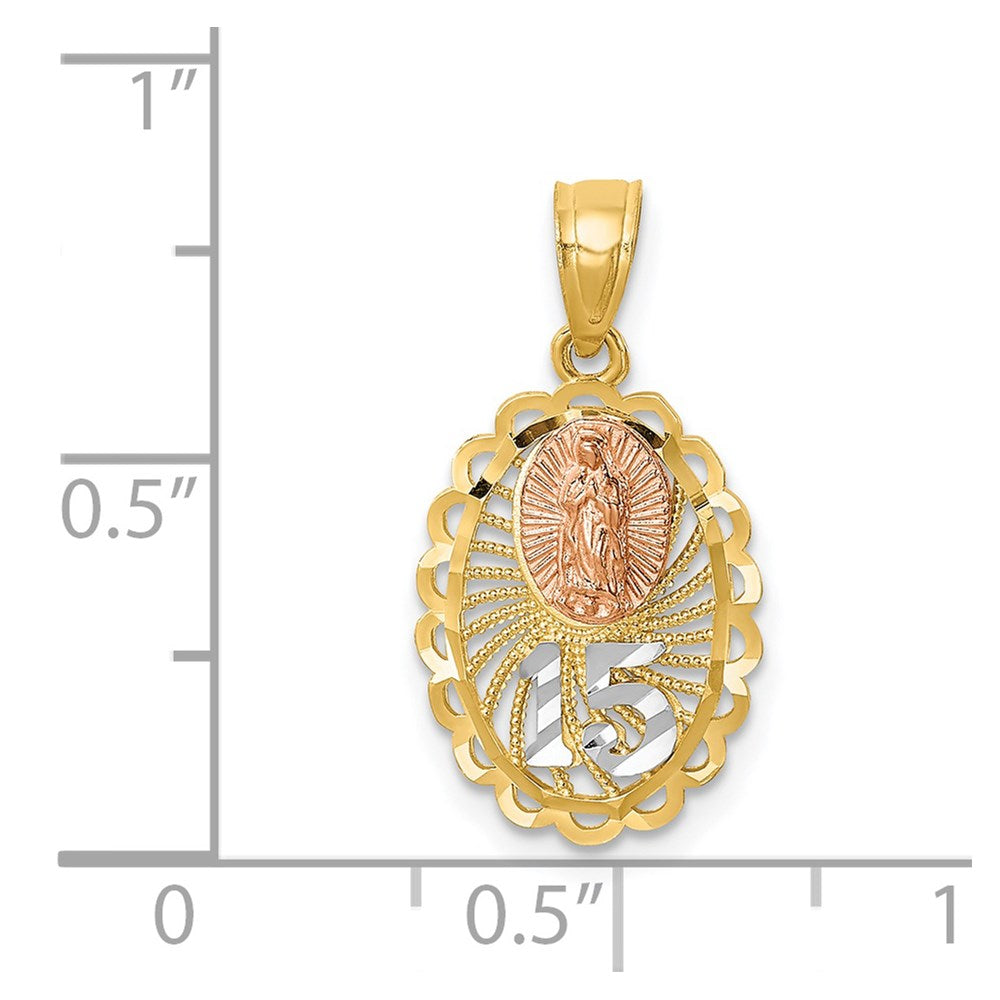 14K Two-Tone W/White Rhodium Lady Of Guadalupe 15 Pendant
