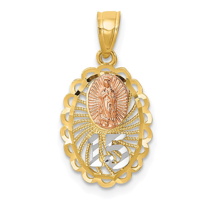14K Two-Tone W/White Rhodium Lady Of Guadalupe 15 Pendant