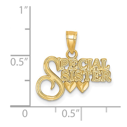 14K Yellow Gold Diamond-Cut Special Sister Pendant