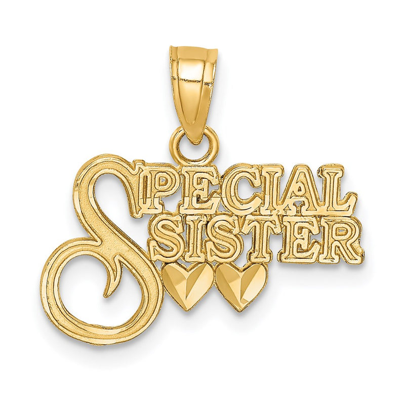 14K Yellow Gold Diamond-Cut Special Sister Pendant