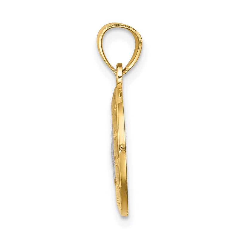 14K Yellow & Rhodium W/Rhodium Praying Hands Pendant
