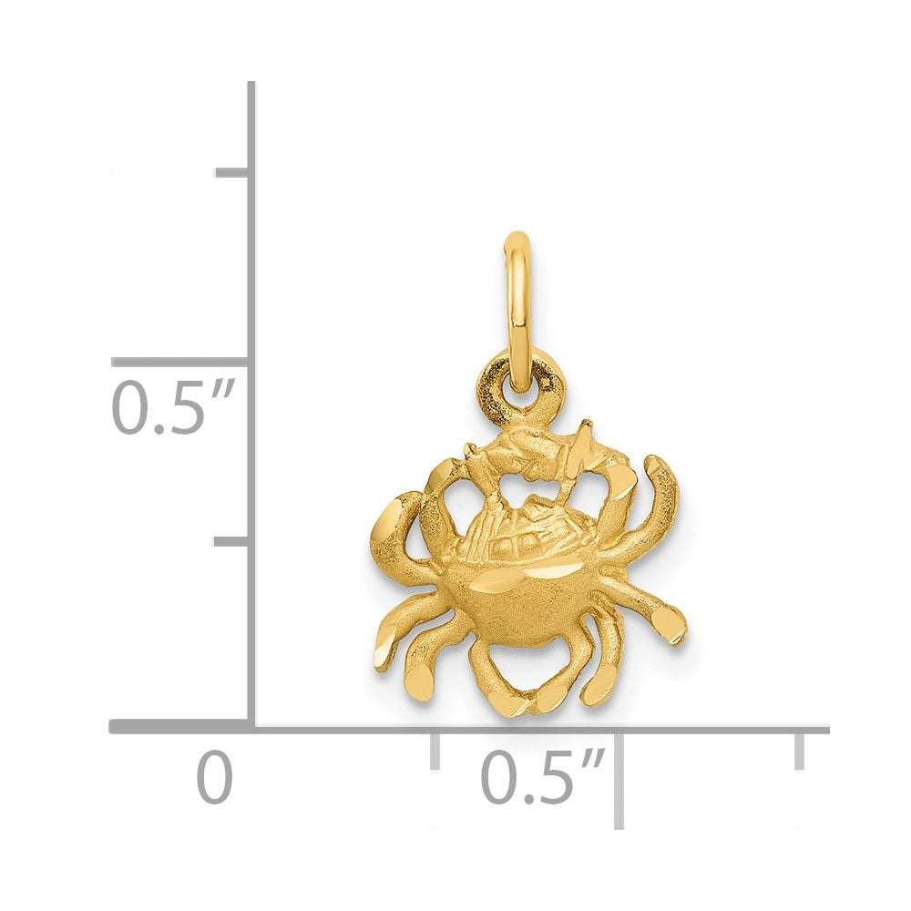 14K Yellow Gold Satin Diamond-Cut Cancer Zodiac Charm