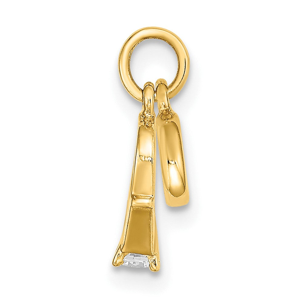 14K Yellow Gold Cz Mini 3D Wedding Ring Charm